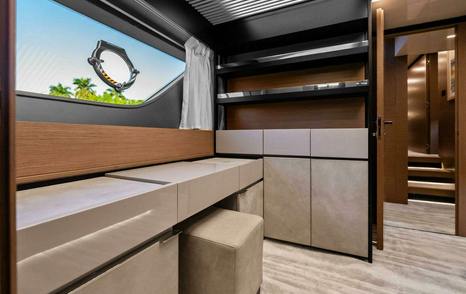 Ferretti 780 Motor Yacht Sunsation owner's cabin vanity fair and desk area 