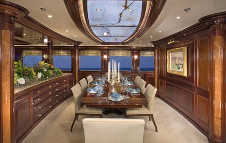 46m Superyacht Ingot main saloon dining area