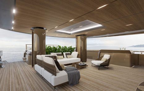 Superyacht Raja² shaded seating area