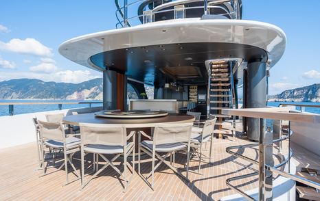 Superyacht Silver Star I's shaded deck 