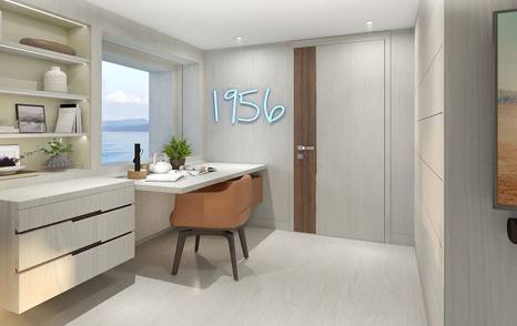 Rendering of 50m Feadship superyacht Graycliffs master cabin office space 