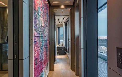 Interior corridor onboard superyacht MAVERICK