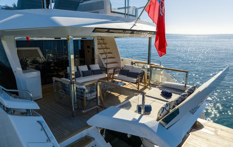 Sunseeker 100 Yacht main aft deck seating with sunpads