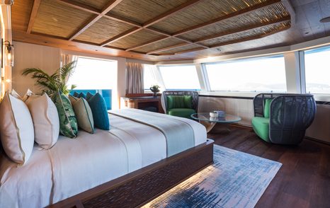 Expedition Yacht King Benji master cabin with 360 degree views