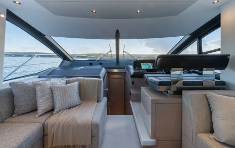 Sunseeker Manhattan 56 motor yacht interior helm station and seating area