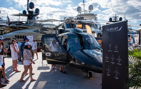 Helicopter on display on the docks at FLIBS