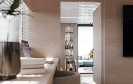 Rendering of Tecnomarine TM45 superyacht hallway 
