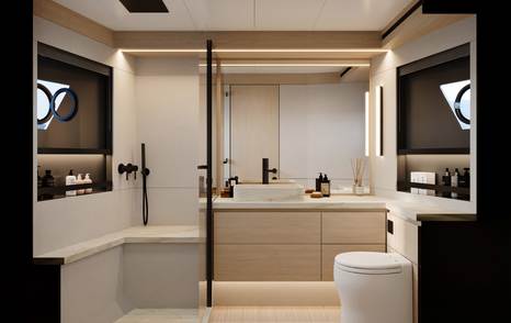 Pardo GT65 motor yacht en suite with glass shower 