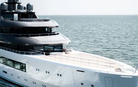 Bow of Pangea Yacht during sea trials