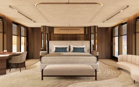 Maiora Supernova 50 master cabin rendering with central berth