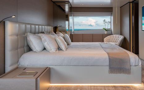  Custom Line yacht Adelia master cabin with large window 