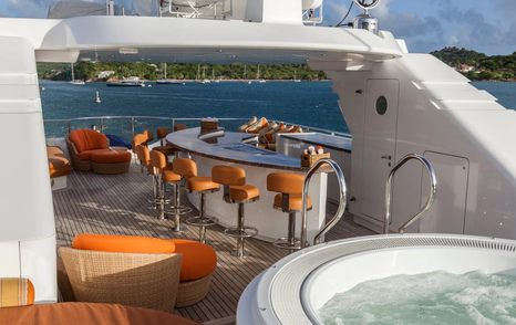 Superyacht Perle Bleue sundeck bar area 
