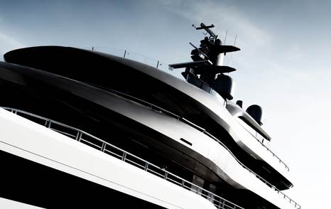 close up of Amels 80 Pangea Superyacht superstructure