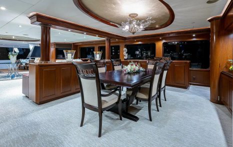 Superyacht La Sirena's main saloon dining area