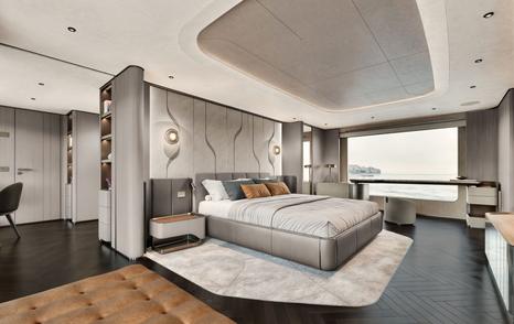 Rendering of Maiora M|38 superyacht master cabin