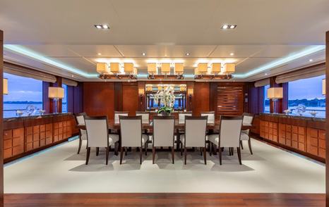 Superyacht Bella Vita interior dining table 