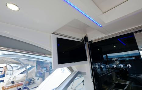 Riviera 5600 Sport Platinum Edition drop-down cockpit television