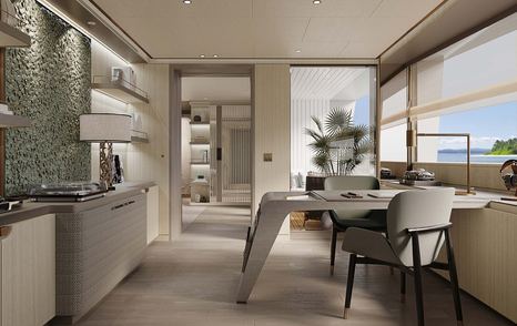 Rendering of Tankoa Superyacht Spirit master cabin office 