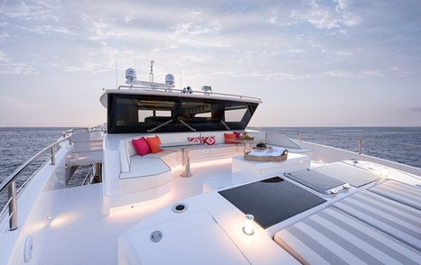 Motor Yacht Genesis' foredeck with sunpads