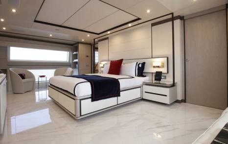willow master cabin white interior and marble floors