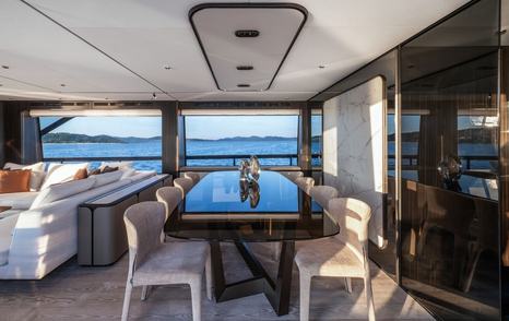 Ferretti 940 motor yacht main saloon dining area 