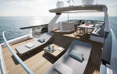 Absolute Navetta 66 yacht flybridge with sun loungers 