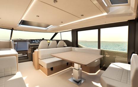Saxdor 460 GTC cockpit dining area 