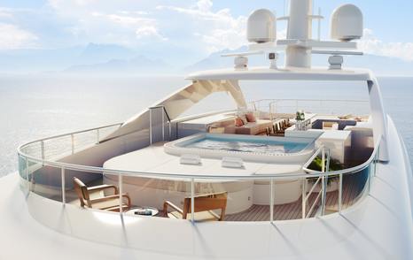 Overview of the deck Jacuzzi onboard Heesen superyacht SOLEMATES