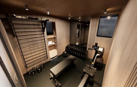 Second Archipelago A80 motor yacht gym with machines 