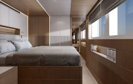 Rendering of Bering BC60 Explorer Catamaran master cabin