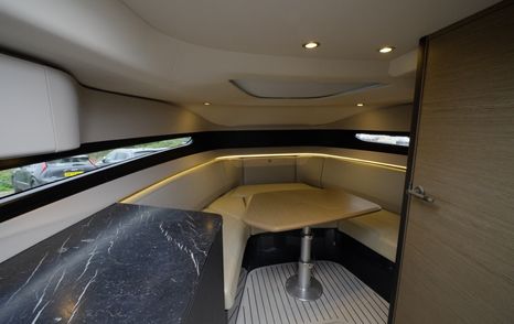 Princess R35 lower deck convertible saloon/berth and galley countertop