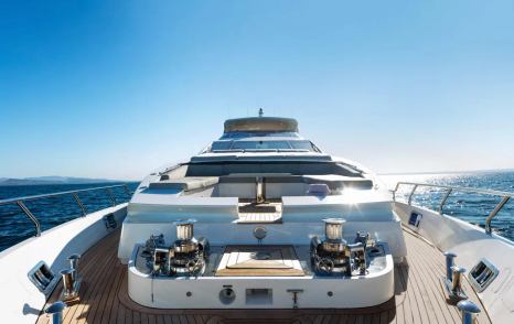 Superyacht Indigo's foredeck with sunpads