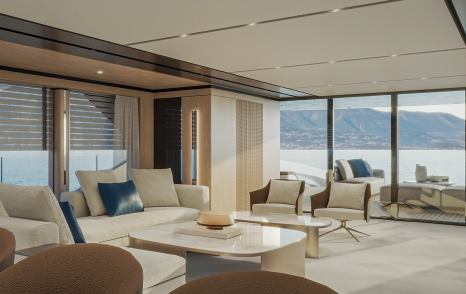 Rendering of Baglietto DOM155 Superyacht salon 