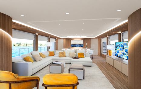 Superyacht Serenissima I main saloon with L-shaped sofa