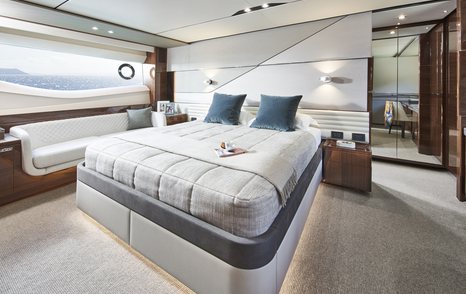 A guest cabin on board a Princess V78 motor yacht