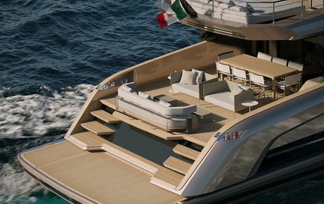 Solaris Power 70 Long Range yacht aft deck and swim platform 