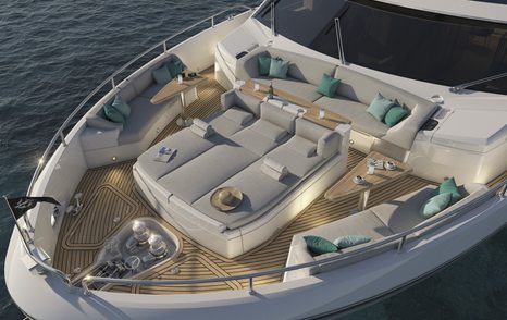 Large sunpad area on deck of 90 Ocean yacht