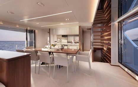 Motor Yacht Genesis' main saloon dining area