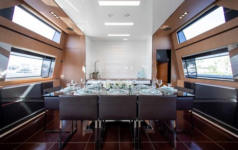 Superyacht Chop Chop main saloon dining area