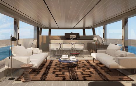 Bluegame BGX83 motor yacht upper saloon and helm station 