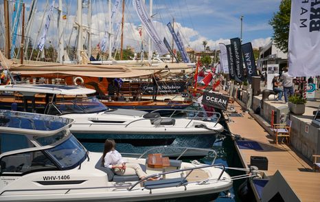 Motor yachts berthed