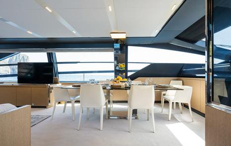 Riva motor yacht Kar saloon dining area 