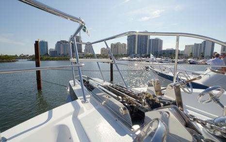Nordhavn 75 EYF bow with twin windlasses, anchor handling gear and expedition anchoring system
