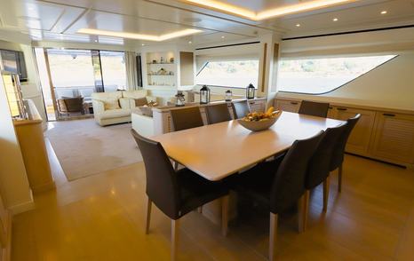 Motor yacht Lady Alina's main saloon dining area