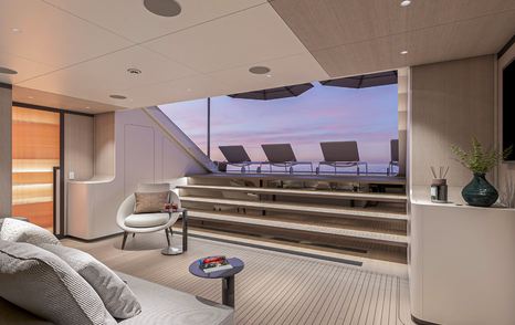 Rendering of Bilgin 170 superyacht beach club interior 