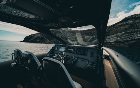 Technohull Alpha 45 dayboat helm station with triple seating