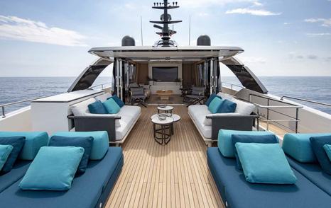 Sanlorenzo SD96 motor yacht sundeck lounge area 