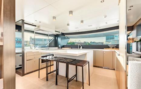 Sanlorenzo motor yacht North galley with central island 