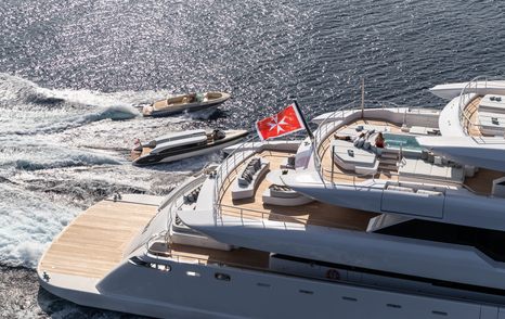 Two tenders aft of superyacht O'PARI