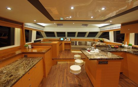 catamaran salon on a Horizon PC52 